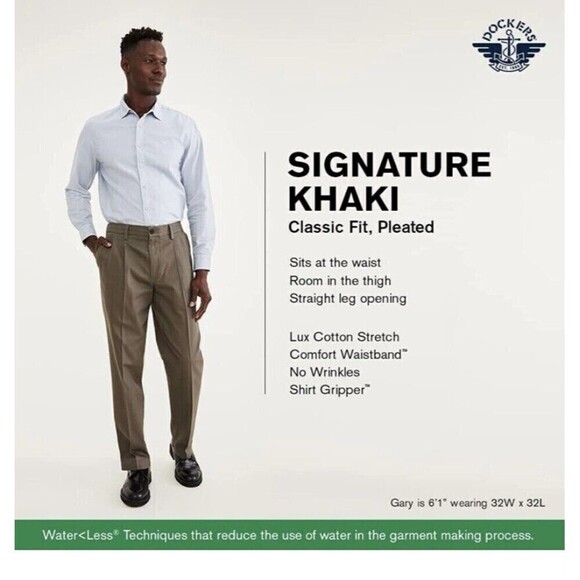 NWT Dockers Men’s Signature Khakis Beige/Stone Sz 34x32 Retail: $62 NEW - Picture 4 of 14